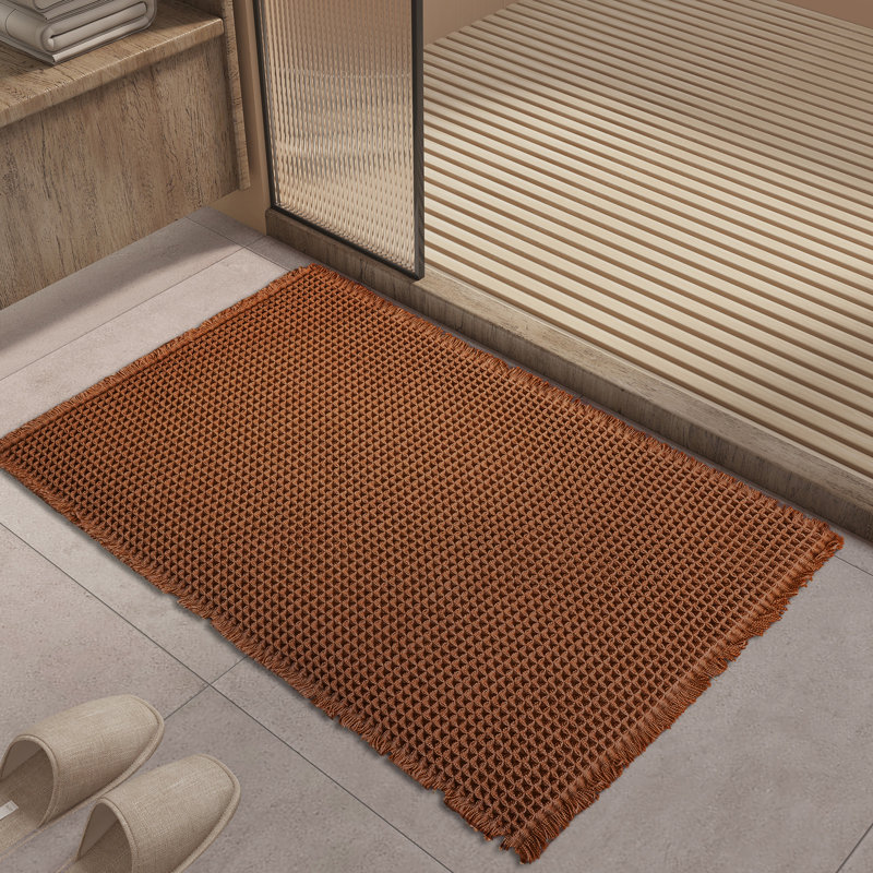 Tapis de bain Waffle Weave ， Tapis super absorbants et antidérapants, Simple - L 32 po x l 20 po, Espresso