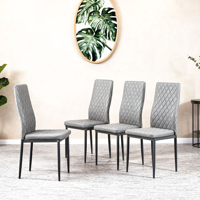 Ensemble de chaises rembourrées en cuir d'unité centrale Modern (ensemble de 4) gris
