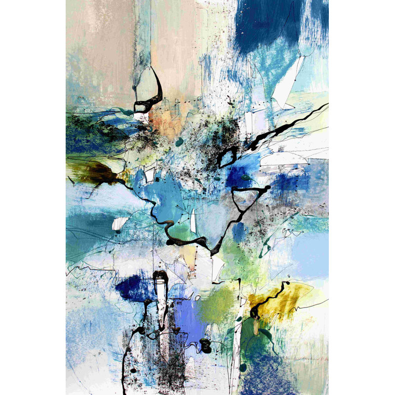 Bleu et vert I, H 18 po x l 12 po
