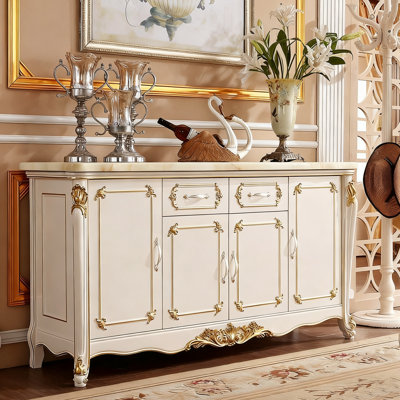 Buffet de table en bois fritté blanc