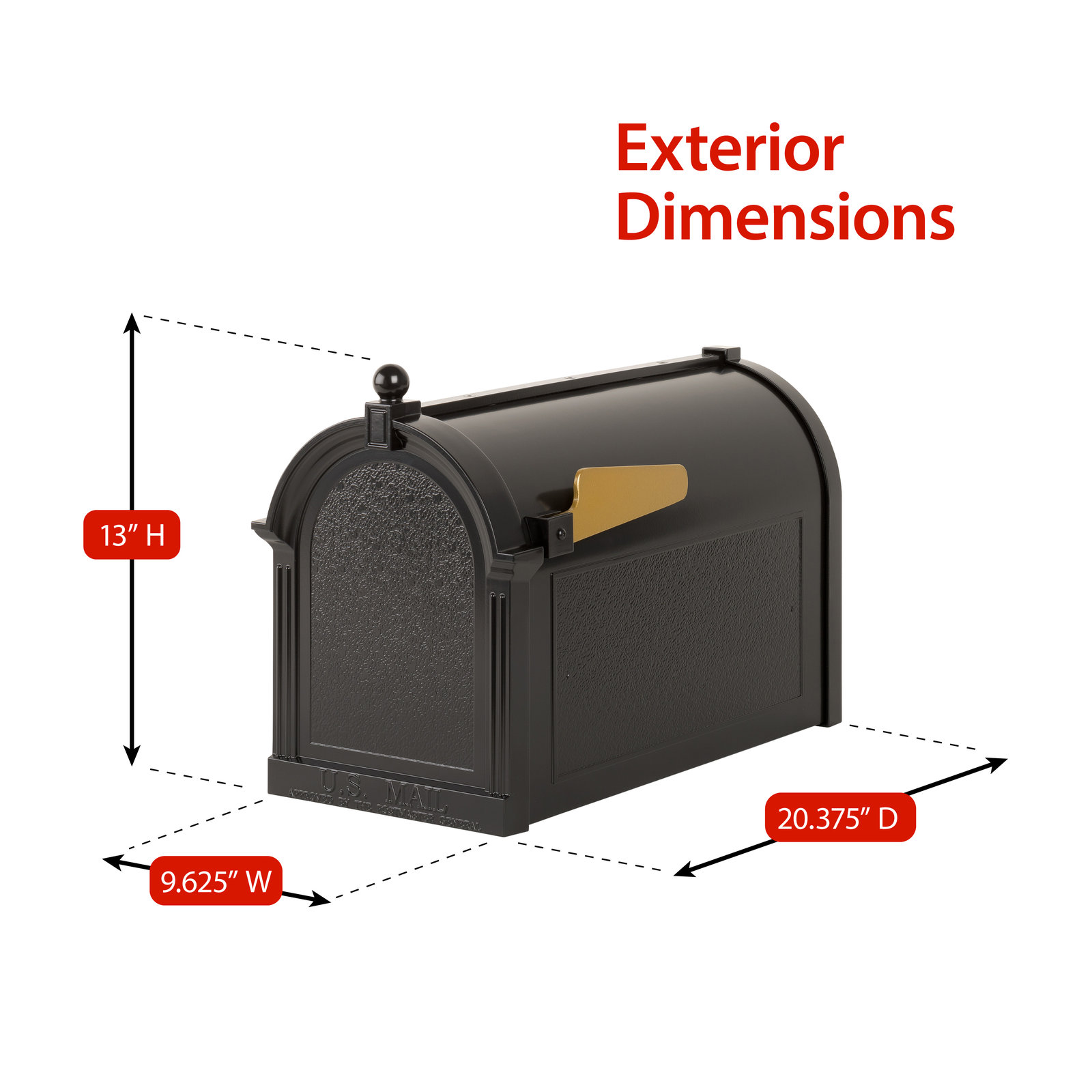 Deluxe Package Post Mounted Mailbox, Black, Yes