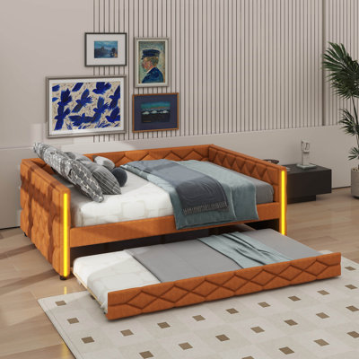 Full XL-Sized Daybed With Trundle Bed And LED Illumination