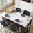 61" Kitchen Island Cart With Imitation Marble Top – Portable Workstation With Storage Shelves, Power Outlets & Adjustable LED Light-28591945