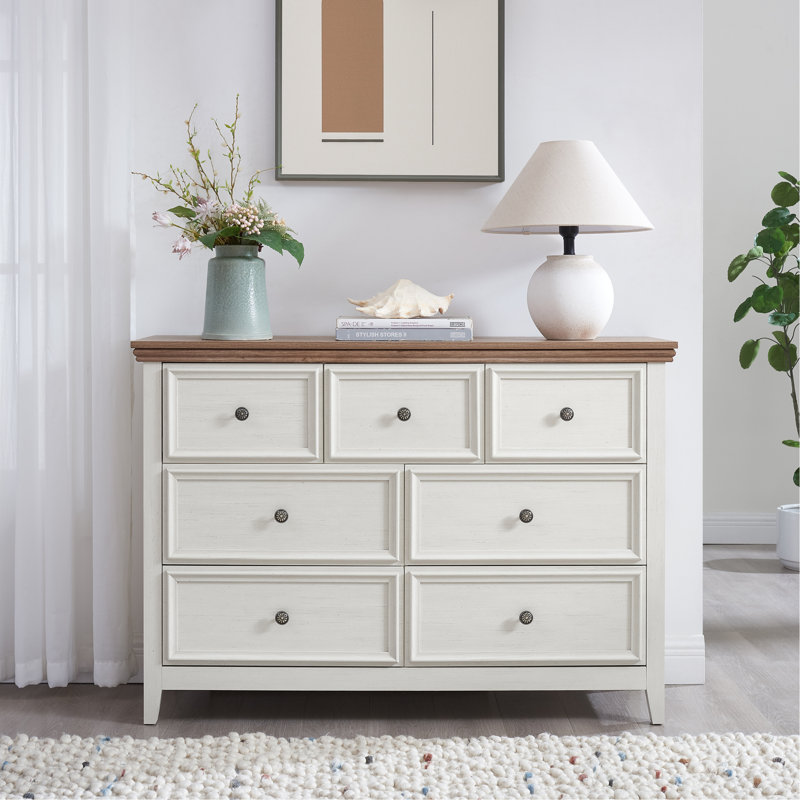 Commode moderne à 7 tiroirs, commode à tiroirs et rangement pour vêtements, armoire de rangement pour le salon, rangement pour commode de ferme BEIGE