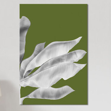 « banane leaves v », impression sur toile, H 12 po x l 8 po x P 0,75 po, Toile tendue, Pas de tapis