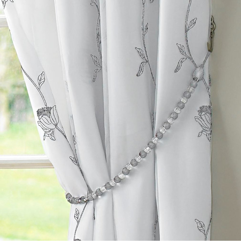 Canaan Earl Beaded Curtain Tieback, Silver