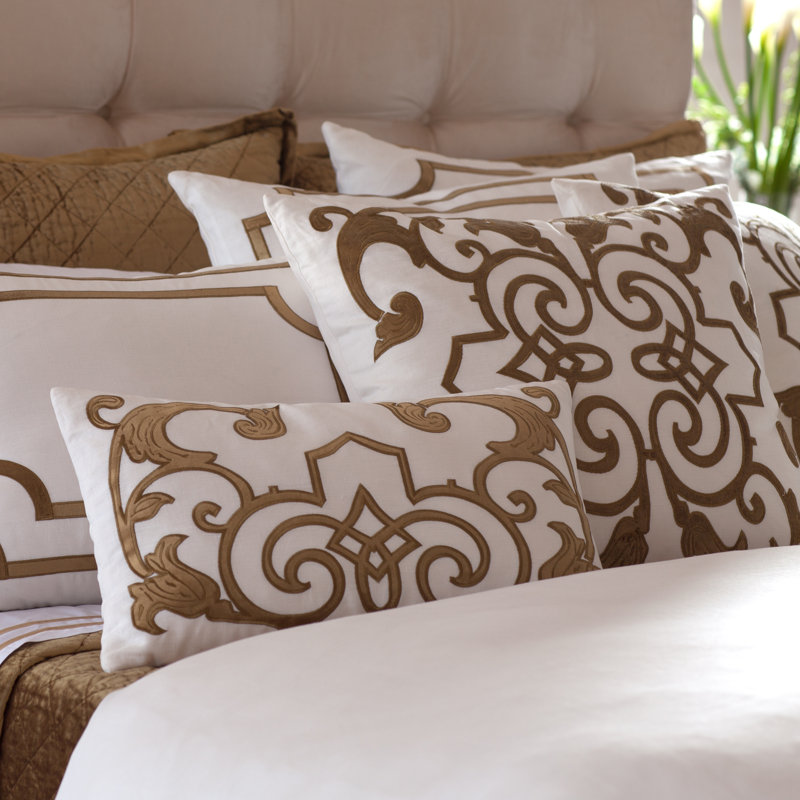 Mozart Linen Square Pillow Cover & Insert, Straw, 20" x 36"