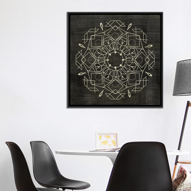 « geometric tile iv », reproduction d’impression sur toile, H 18 po x l 18 po x P 1,5 po, Toile avec cadre flottant noir
