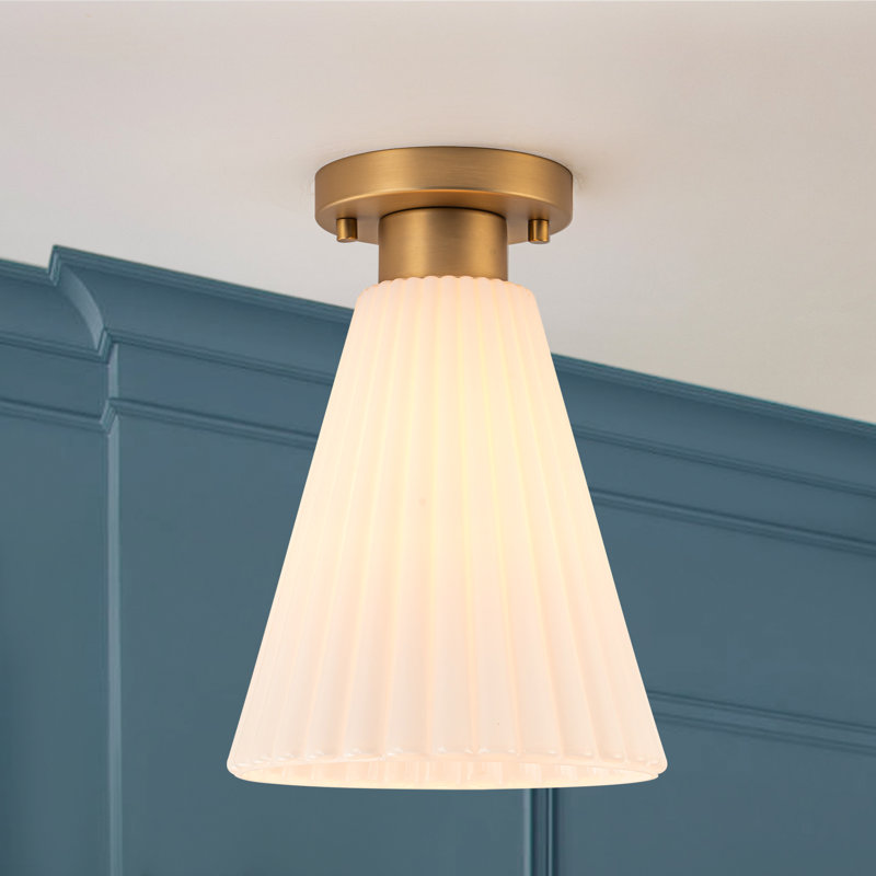 Plafonnier encastré en verre opale 1 lumière