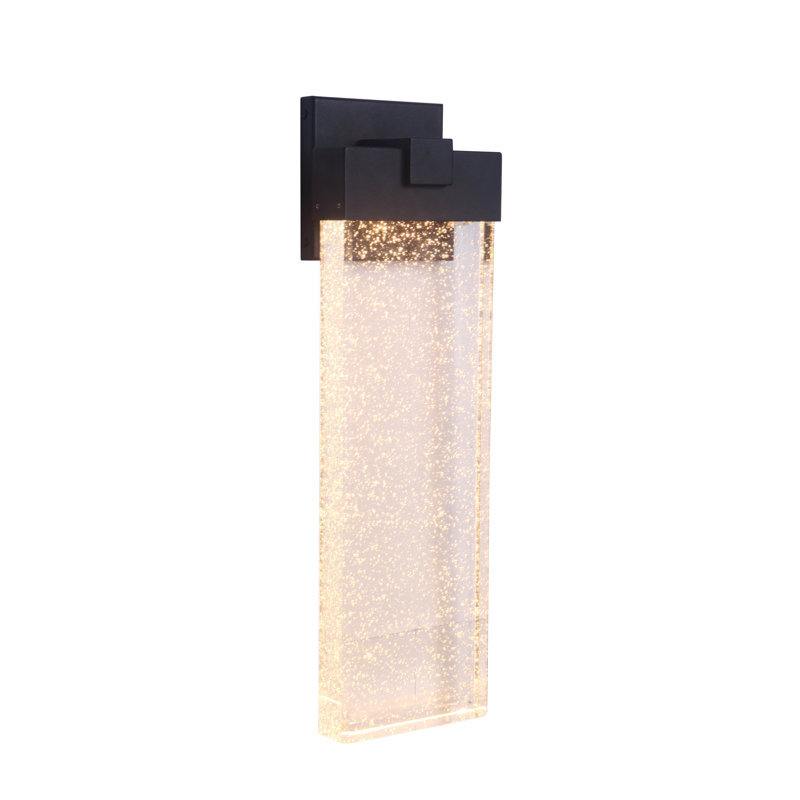 Textured Matte Black and Clear Glass LED Wall Sconce