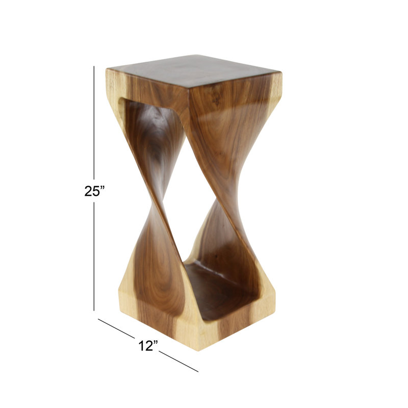 Solid Wood End Table, Brown, 25" H x 12" W x 12" D