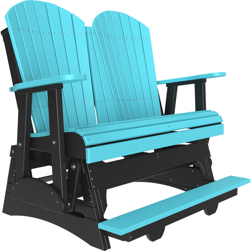 Banc d'extérieur coulissant en polywood, Bleu foncé / noir