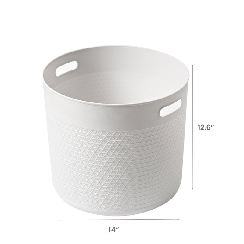 2 Pack Plastic Basket Set, Off White