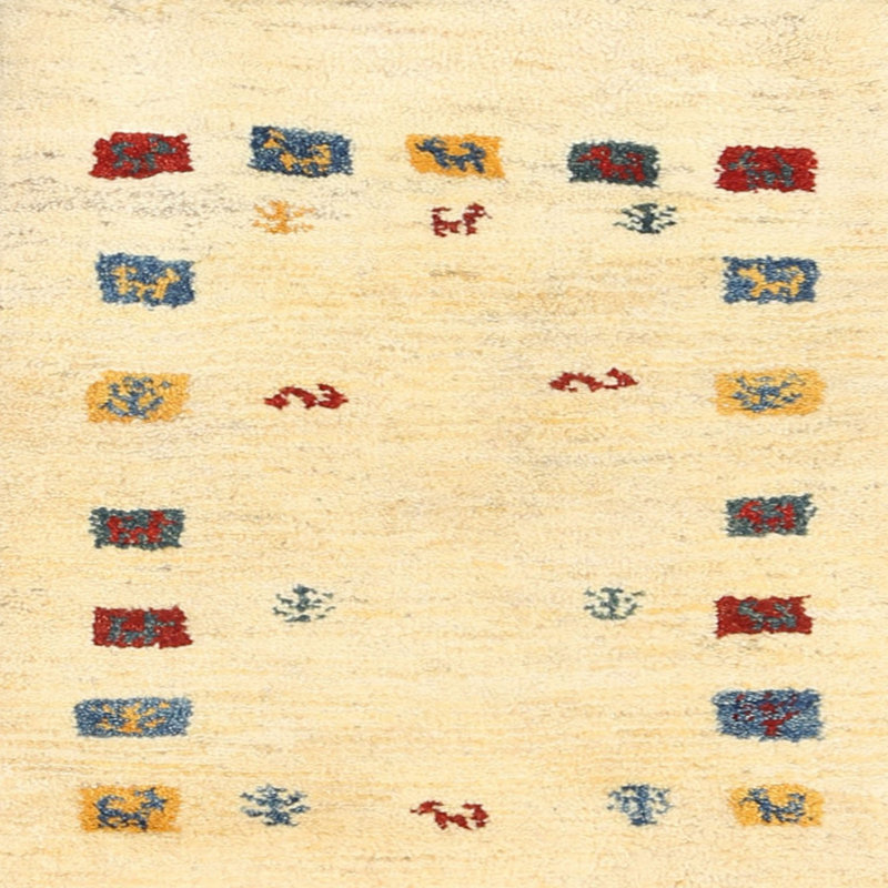 Tapis beige contemporain, Carré 6 pi