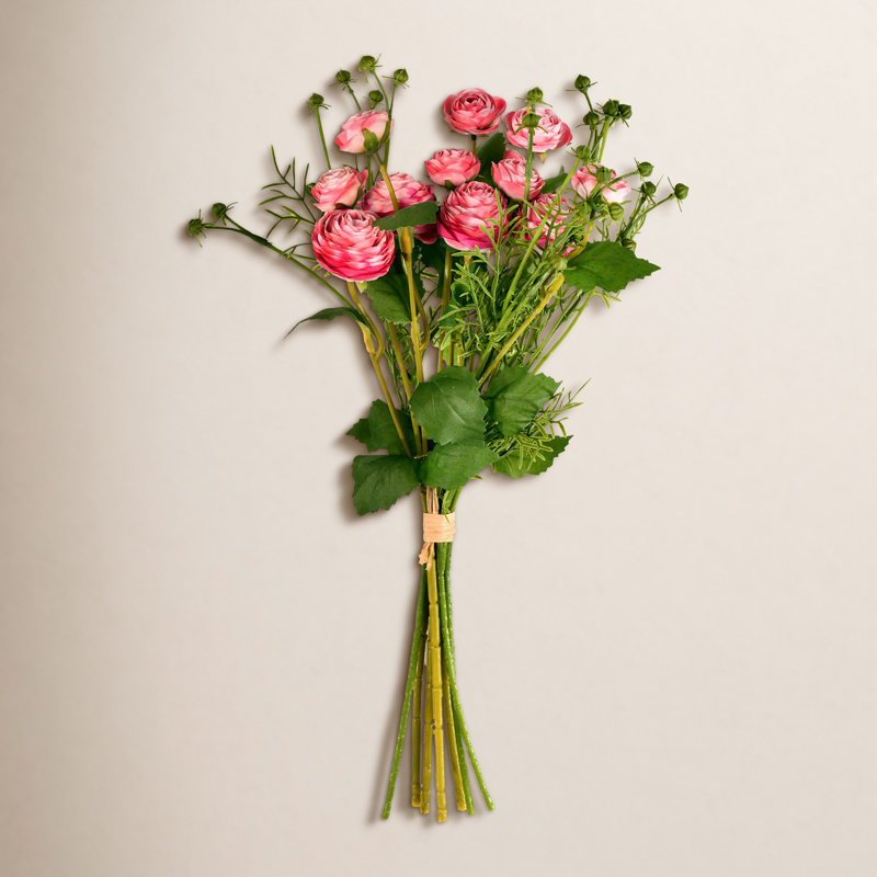 Artificial 17" Mini Ranunculus Spray, Pink