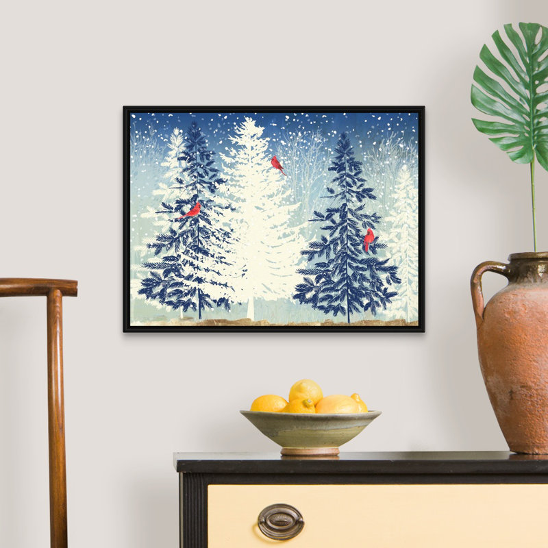 Neige de Noël - reproduction d'art sur toile, Cadre noir, H 14 po x l 18 po x P 1,75 po