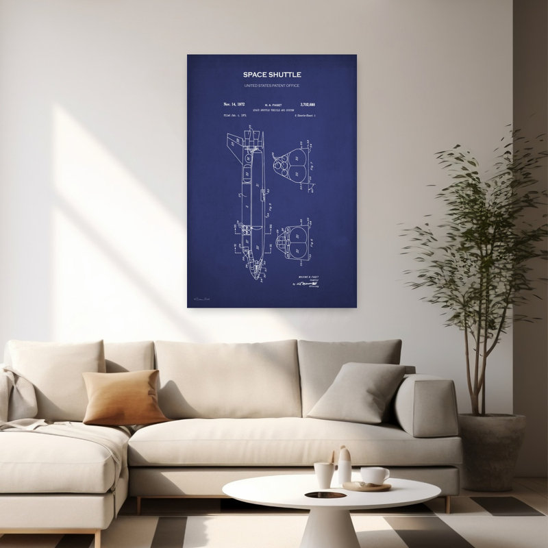 Navette spatiale, brevet d'art contemporain, H 60 po x l 40 po