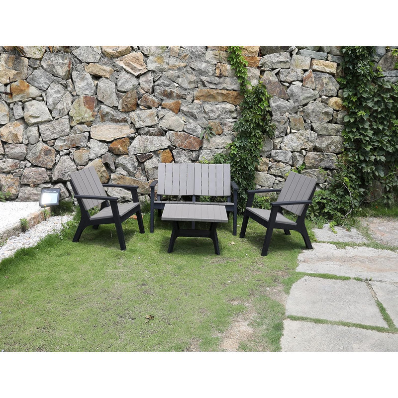 Ensemble de conversation d'extérieur pour 4 personnes avec coussins Honia