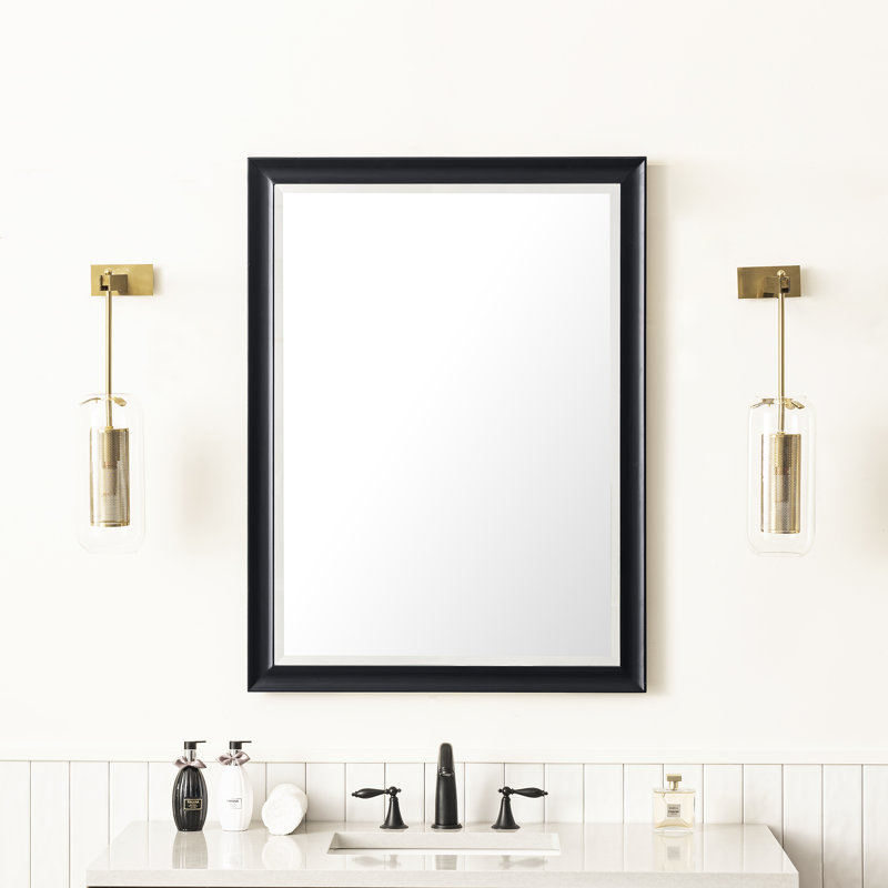 Glenbrooke Solid Wood Beveled Wall Mirror, Black Onyx, 40" x 30"