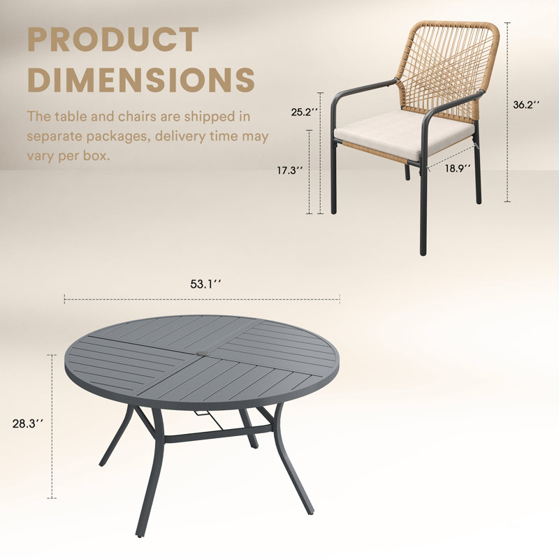 8-Person Outdoor Patio Dining Set With Wicker Stackable Chair, Gray