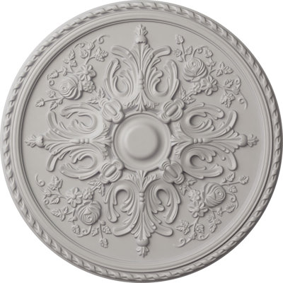 Endurathane Bradford Ceiling Medallion, 32 5/8"OD x 2"P (Fits Canopies up to 6 5/8"), Hand-Painted Ultra Pure White Finish