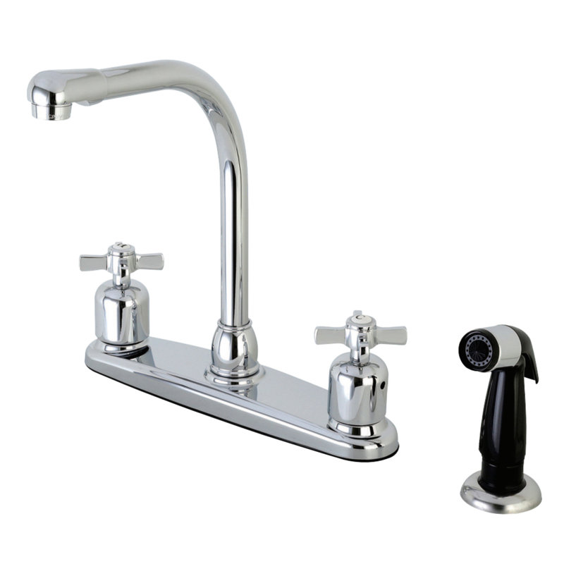 Kingston Brass Millennium Two-Handle 4-Hole 8" Centerset Kitchen Faucet with Side Sprayer