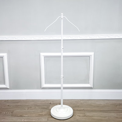White Garment Hanger Stand Floor Counter Jacket Blouse Sweater Shirt Display Adjustable Height