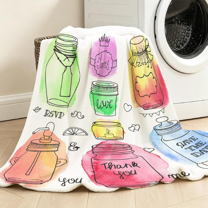 Jeté transparent en flanelle molletonnée, bocaux Mason, Jeté 30 po x 40 po