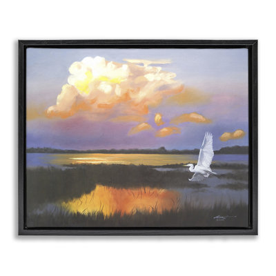 «Egret Over Cloudy Reflection» par D. Rust