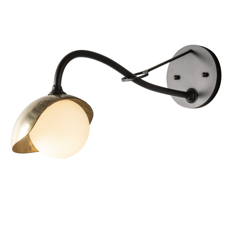 Brooklyn 1 - Light Hardwired Armed Sconce, Black, Modern Brass