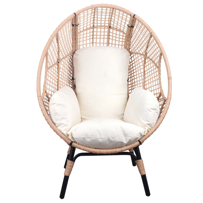 Fauteuil à œufs en rotin exquis pour une détente et un style ultimes, Blanc/naturel