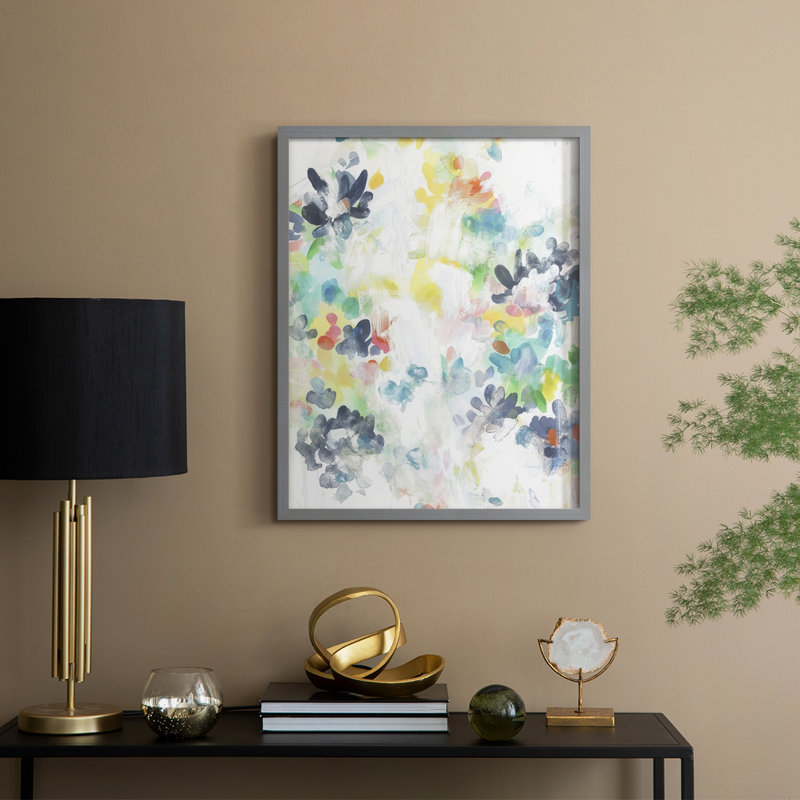 «Wall Flower Patterns II», reproduction encadrée - bois massif, Gris, H 15 po x l 12 po