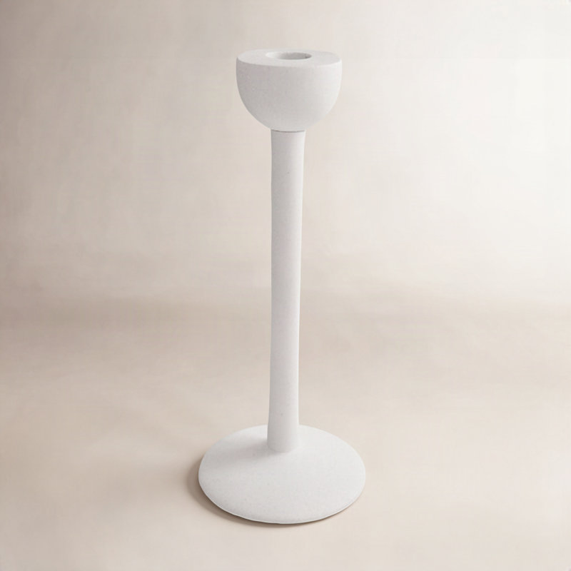 Giedre Aluminum Candlestick Holder, White, 12.5" H x 5" W x 5" D