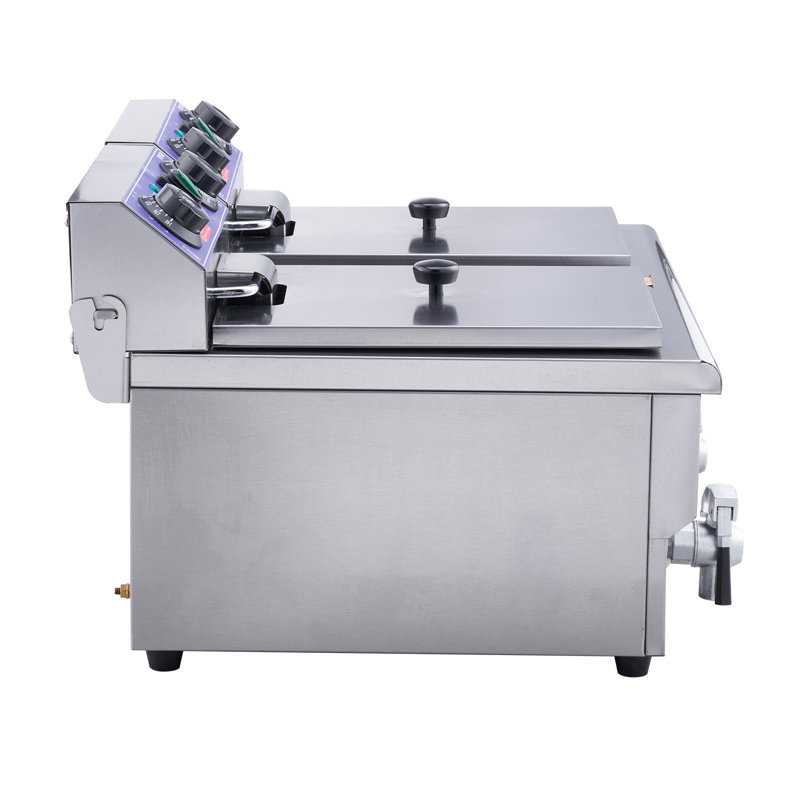 Silver Dual Basket Electric Countertop Deep Fryer