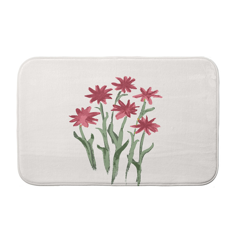 Tapis de bain Lowrey Daffodils, l 24 po x L 36 po, Rose