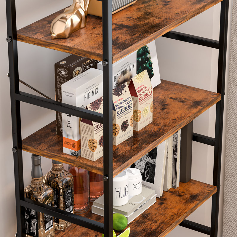 2-SET Storage Shelf, 5-Tier Bookcase, Rust