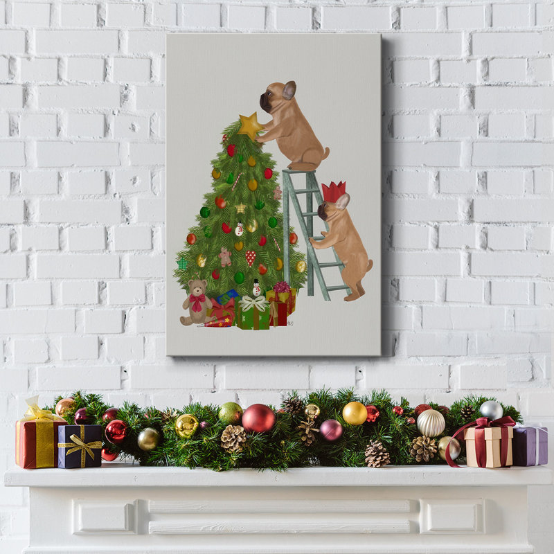 " Christmas French Bulldog Tree Ladder ", 27" H x 18" W x 1.5" D