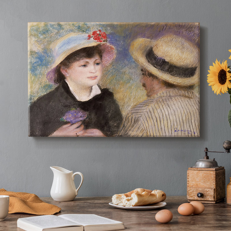 Couple de canotiers (Canotiers) / Conversation-Pierre-Auguste Renoir-Toile tendue avec châssis-c. 1881, 8 x 12