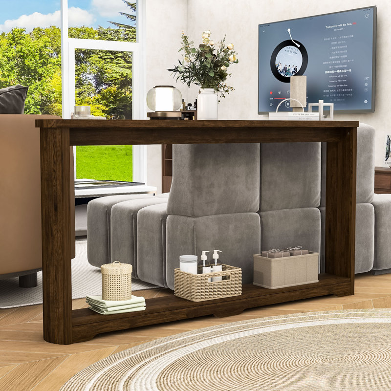 Stylish Multifunctional Sofa Table –Sturdy Construction, Walnut