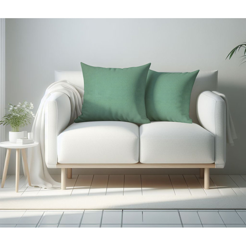 Ensemble de 2 coussins décoratifs en velours hypoallergénique avec fermeture à glissière cachée, H 18 po x l 18 po, Vert Como