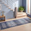 Tapis Fairfax moderne minimaliste à bordure géométrique, bleu marine, turquoise, gris, crème et rose, lavable à la machine, antidérapant, à poils courts, pour l'intérieur et l'extérieur, adapté aux animaux domestiques, idéal pour le salon, la chambre, la salle à manger, l'entrée, le couloir ou le bureau.-1402673665