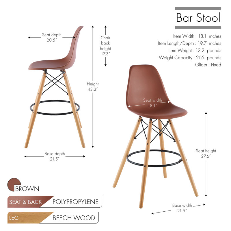 Tabouret de bar 27,6 po Azanae, Brun