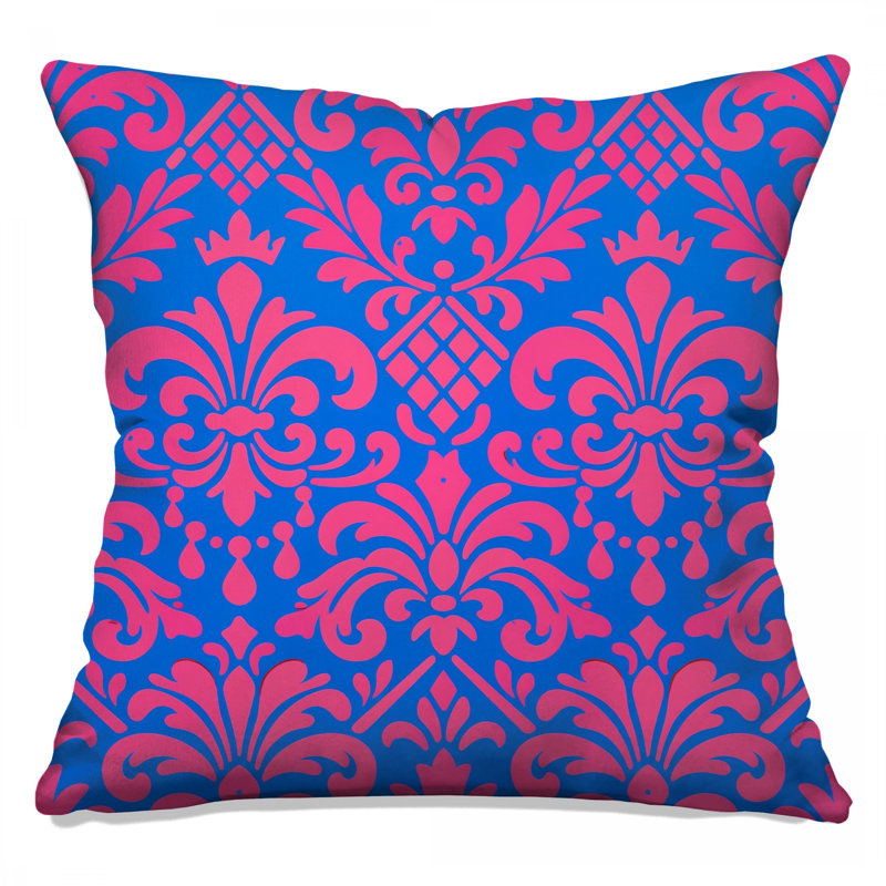 Pink Blue Damask Double Sided Throw Pillows, 20 x 20 inches