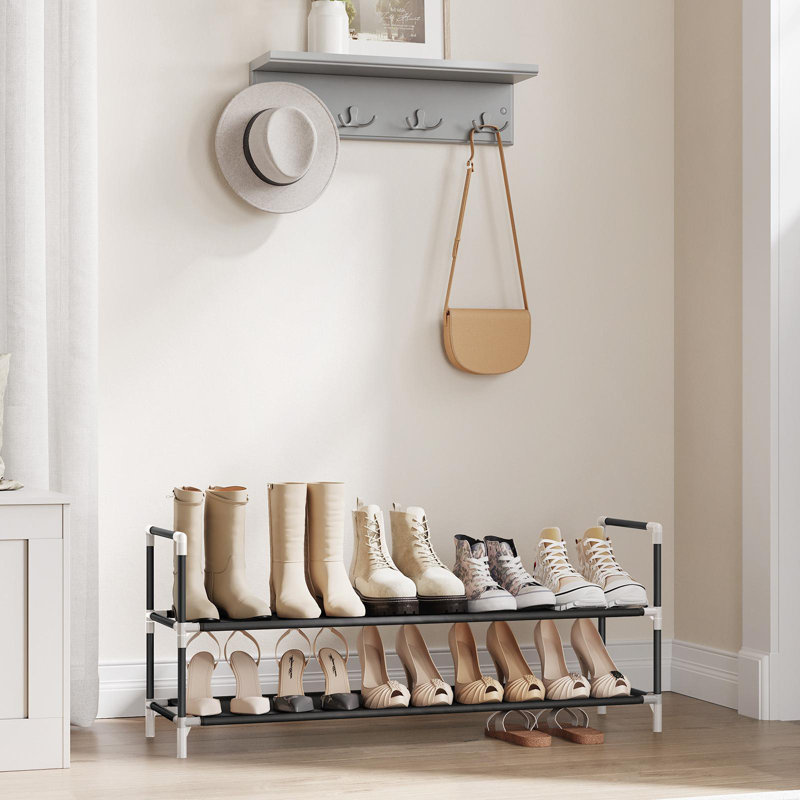 Shoe Rack, 16.6" H x 38.8" W x 11" D, Black
