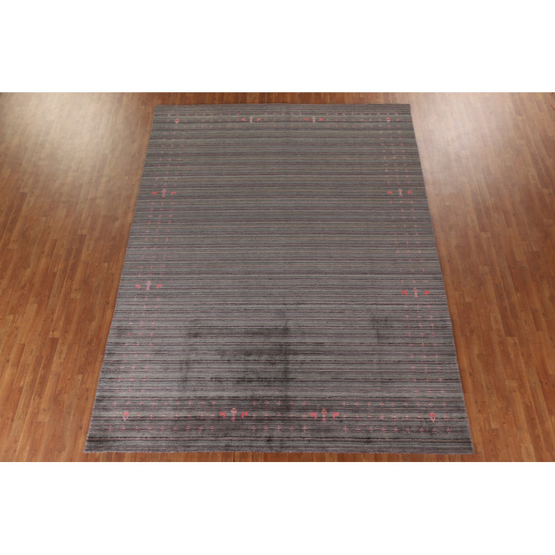 Tapis indien rayé Gabbeh 9 x 12