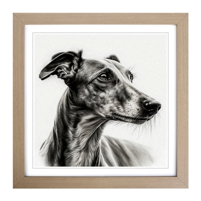 Greyhound Dog Drawing 1 Piece Single Picture Frame Wall Art