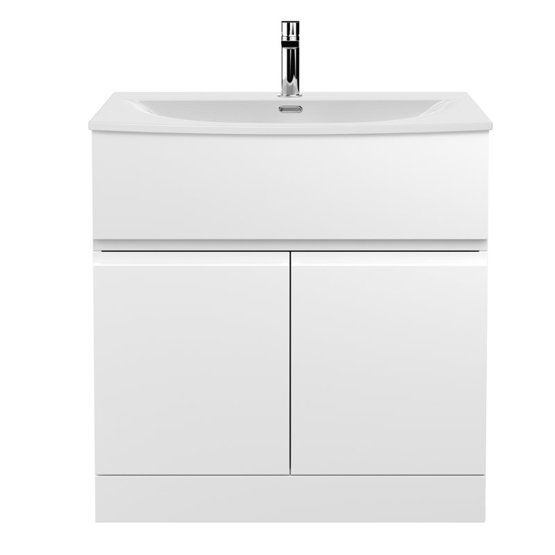 Urban Freestanding Single Vanity with Integrated Basin, Satin White