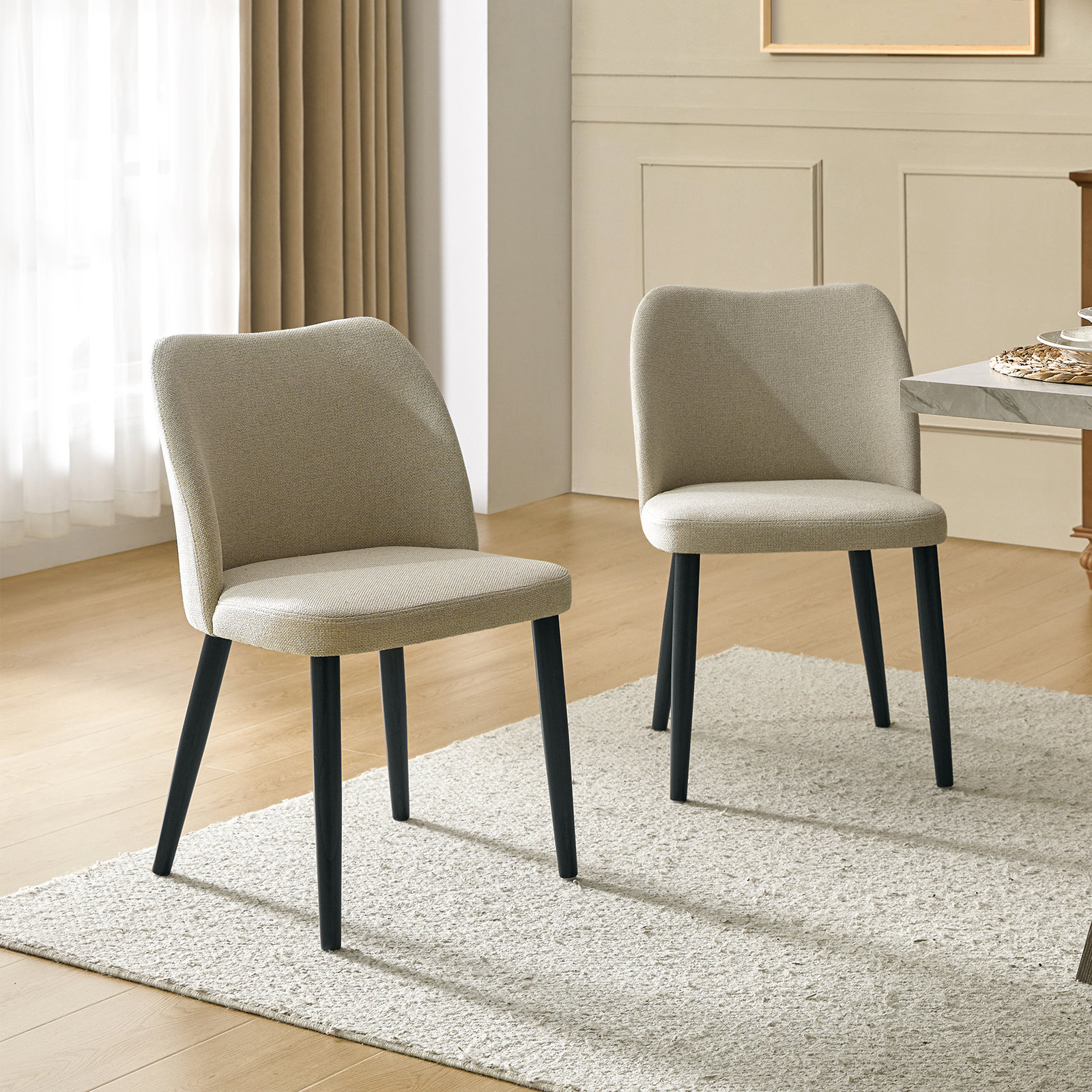 Kanalu Modern Dining Chair With Solid Wood Legs Set Of 2