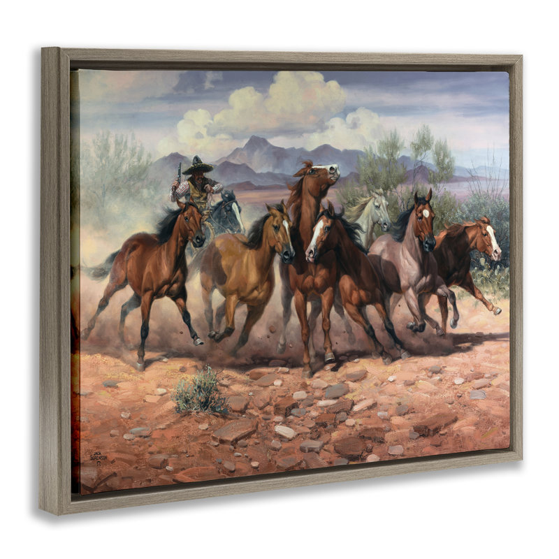 «Run For The Border Cowboy Brown», art mural sur toile flottante, design par Jack Sorenson, 17" H x 21" W