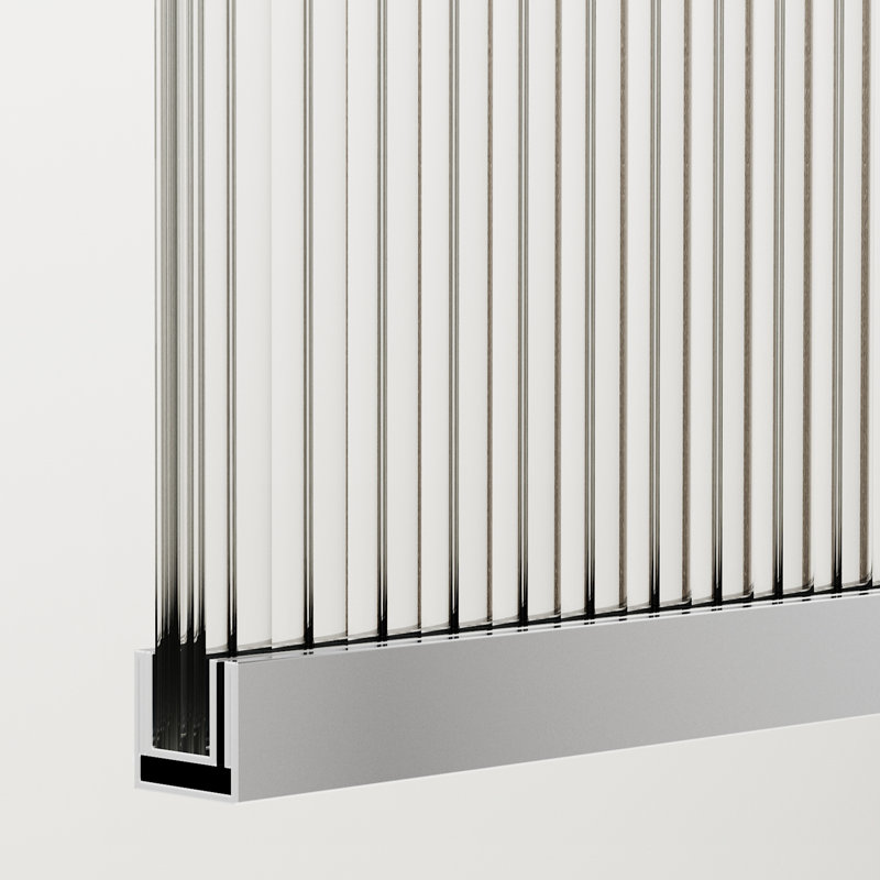 Paroi de douche fixe sans cadre de l 34 po x H 74 po avec verre de 3/8 po Zenith, Chrome cannelé